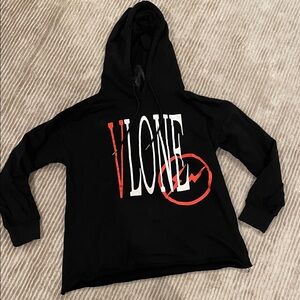 VLONE Black Hoodie with Red and White Graphic